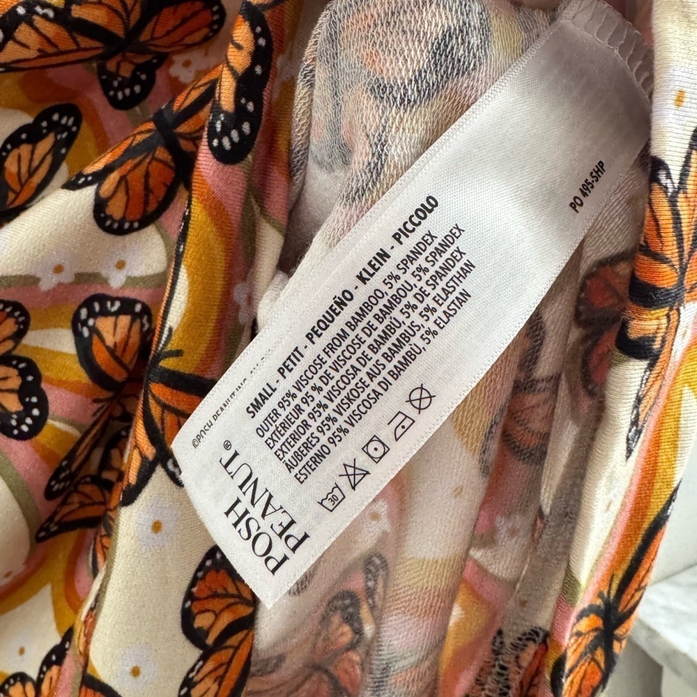 Posh Peanut Bowie Adult Orange and White Butterfly pullover sweater - Picture 5 of 6